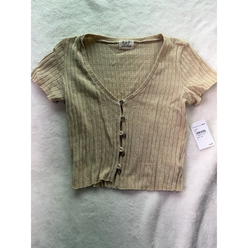 PST Nordstrom Rack Button Up Cropped Top NWT Size L